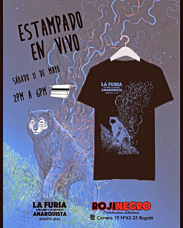 Estampado en vivo por Rojinegro | La Furia [del libro y la cultura] Anarqista | 2pm - 6pm, 11 de Mayo 2024